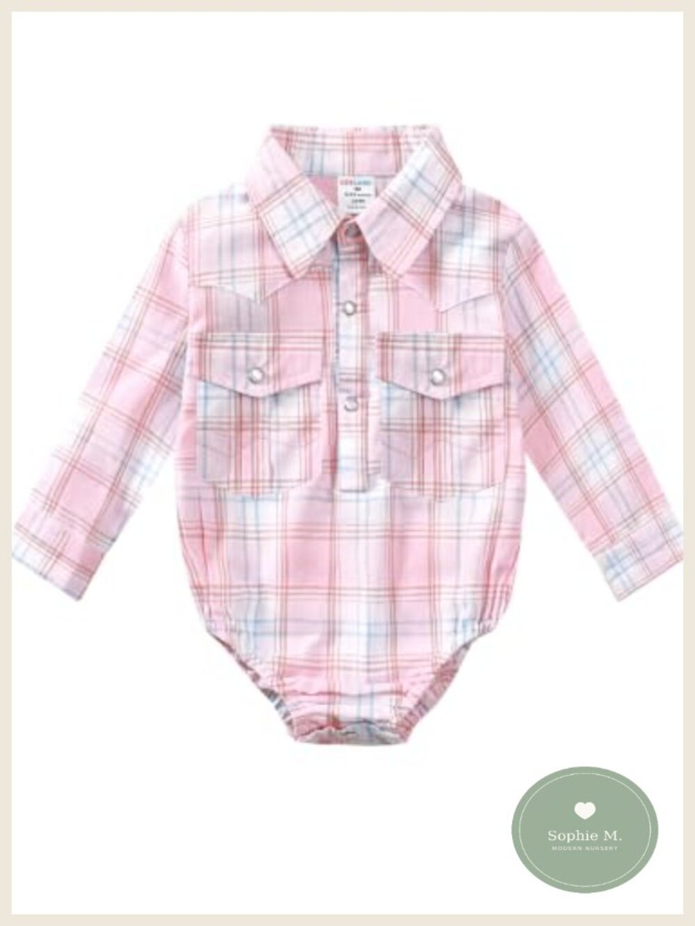 Cotton Plaid Bodysuit Infant Cowboy Jumpsuit Snap Closure Western